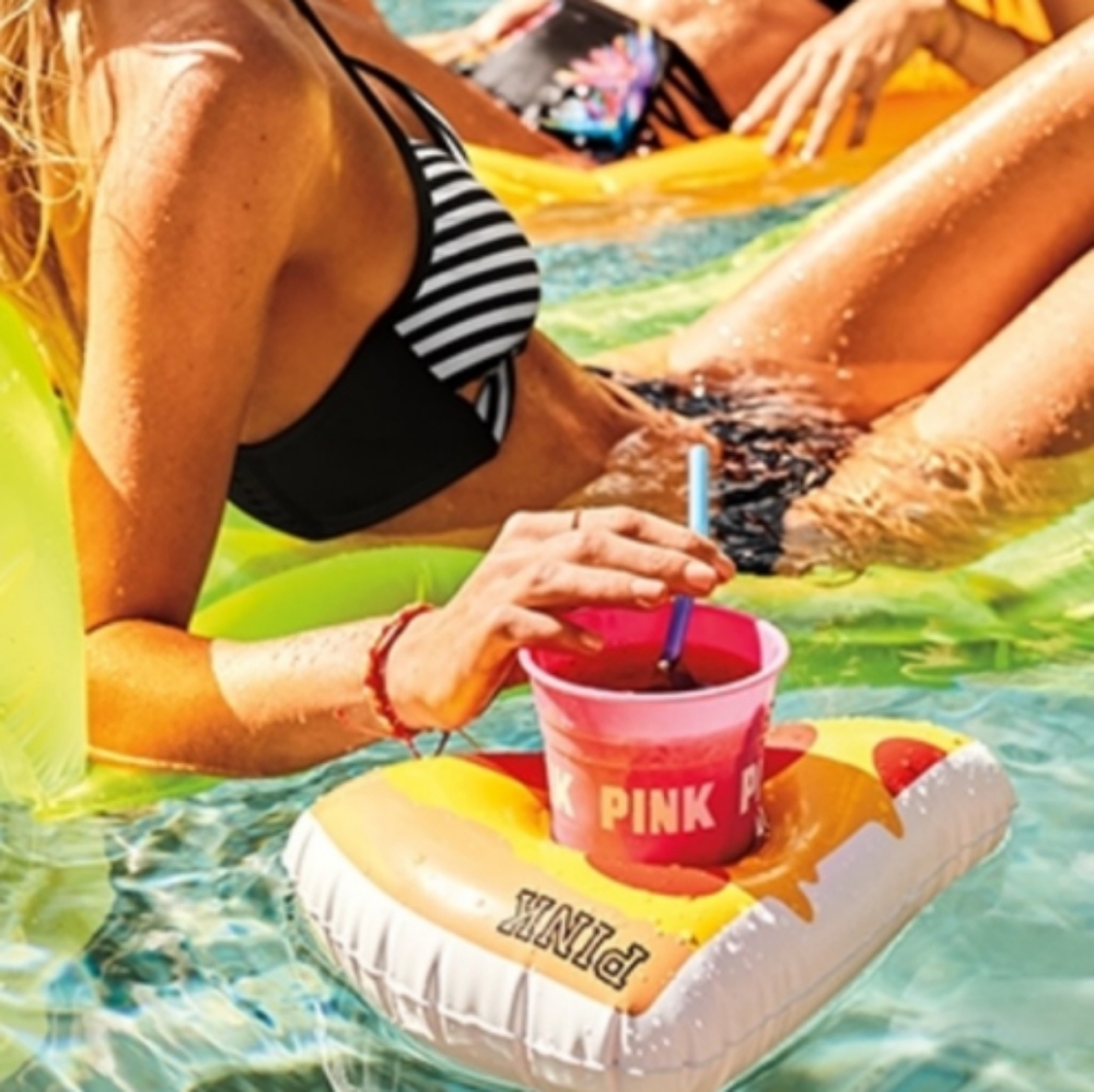 Victoria's Secret Pink cup with pizza floatie